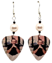 Eric Clapton Guitar Pick Beaded Earrings, Handmade in the USA