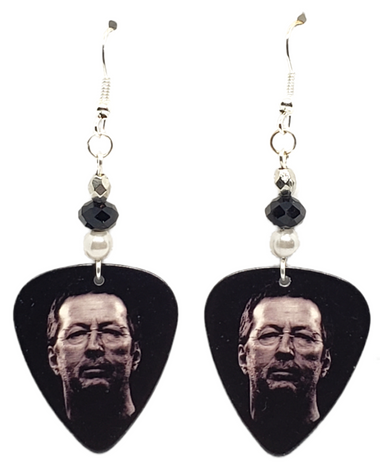 Eric Clapton Guitar Pick Beaded Earrings, Handmade in the USA