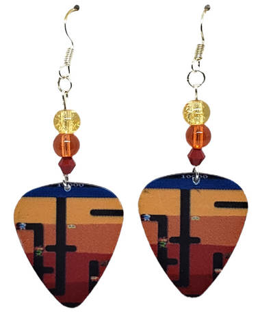 Vintage Arcade Game Dig Dug Guitar Pick Earrings, Handmade in USA