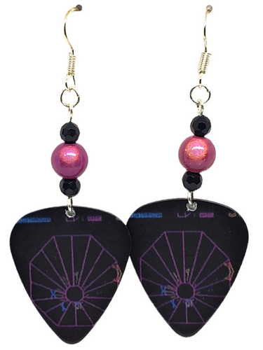 Vintage Arcade Game Tempest Guitar Pick Earrings, Handmade in USA
