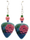Pink Flowers on Guitar Pick Earrings, Handmade in the USA