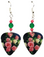 Pink Roses, Flower Guitar Pick Earrings, Handmade in the USA