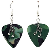 Double Music Note Charm Guitar Pick Earrings, Handmade in USA