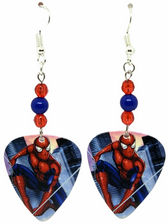 Spider-Man Guitar Pick Earrings, Handmade in the USA