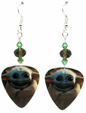 Star Wars Grogu Baby Yoda Mandalorian Guitar Pick Earrings, Handmade in the USA