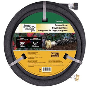 Rocky Mountain Goods Soaker Hose - Heavy duty rubber - Saves 70% water - End cap included for additional hose connect - Great for gardens / flower beds - Reinforced fittings (50-Feet by 5/8-Inch)