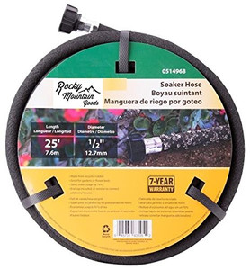 Rocky Mountain Goods Soaker Hose - Heavy duty rubber - Saves 70% water - End cap included for additional hose connect - Great for gardens / flower beds - Reinforced fittings (25-Feet by 1/2-Inch)