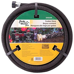Rocky Mountain Goods Soaker Hose - Heavy duty rubber - Saves 70% water - End cap included for additional hose connect - Great for gardens / flower beds - Reinforced fittings (25-Feet by 5/8-Inch)