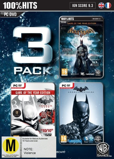 Batman 3 Pack Arkham City/Asylum/Origins (PC) - First Games