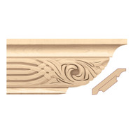 MLD7060RO_4 1/2" Crown Moulding w/ Nouveau Insert Red Oak