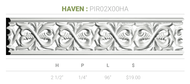 2 1/2"H x 1/4"P x 96"L Haven Pierced Moulding