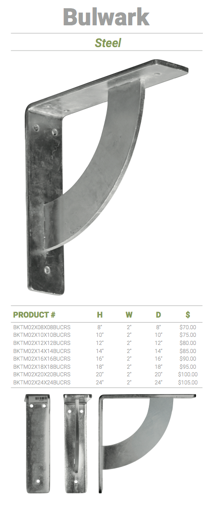 2 W X 12 D X 12 H Bulwark Bracket Steel Permalifeinc