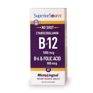 Superior Source No Shot B12 1,000 mcg /B6 2 mg / Folic Acid 800 mcg, 60 ct