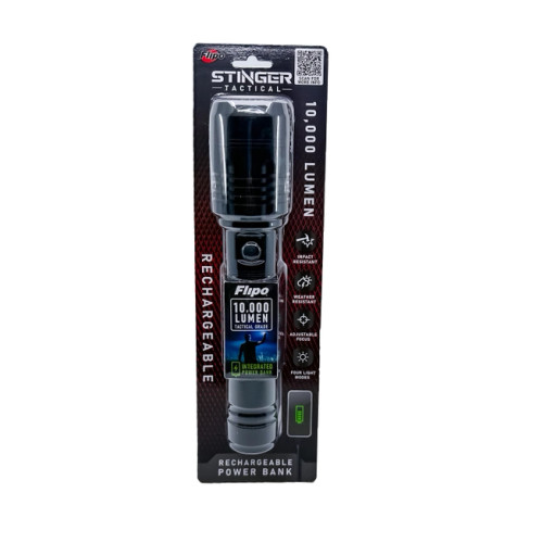 Stinger Tactical 10,000 Lumen Rechargeable Flashlight, Power Bank, USB - Flipo