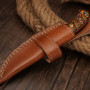 Damascus Steel knife 8' , leather sheath, Grooved handle, Hunting - FH Knives