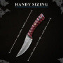 Damascus Steel Knife 8' , Red Handle, Multifunctional, Outdoor - FH Knives