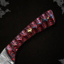 Damascus Steel Knife 8' , Red Handle, Multifunctional, Outdoor - FH Knives