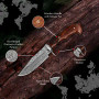 Damascus steel knife 10' , leather sheath, Camping, Fishing, Hunting - FH Knives