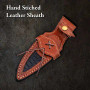 Damascus steel knife 10' , leather sheath, Camping, Fishing, Hunting - FH Knives