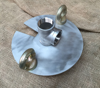 50mm stainless steel bore cap with tee outlet