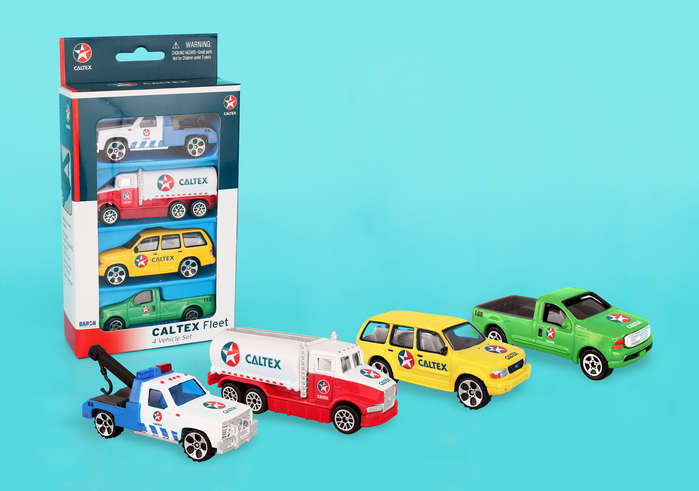 RT184410 Caltex Fleet Of Die-Cast Toy Cars In Box - Justplanefun