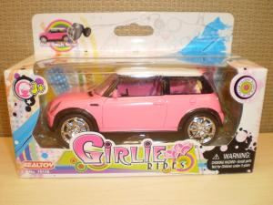 RT15116-PEPTOPINK Girlie Rides Pepto Pink Die-Cast Mini Cooper Model Car