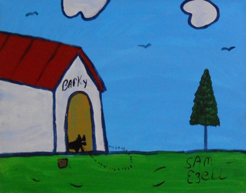 BARKY'S DOGHUSE PAINTING by Sam Ezell
