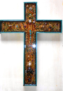 Beautiful Wooden Cross COVERED with Antique Jewelry by George Borum