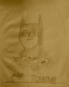 BATMAN & BATCAR on  a Manila Envelope by Smitty