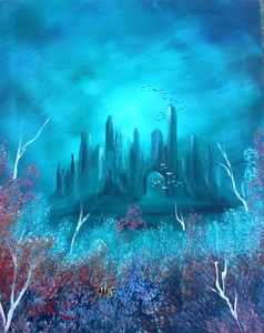 UNDERWATER CITY - Acrylic on Stretched Canvas