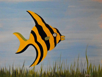 Tropical Angel Fish Painting by George Borum - Was  $95 - Now $35