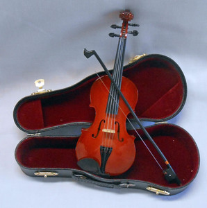 MINIATURE VIOLIN and CASE - 8" long
