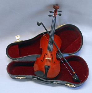 MINIATURE VIOLIN and CASE - 10" Long