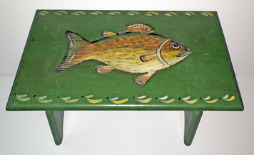  FISH DESIGN - Carved Stool by PA Dutch Craftsman