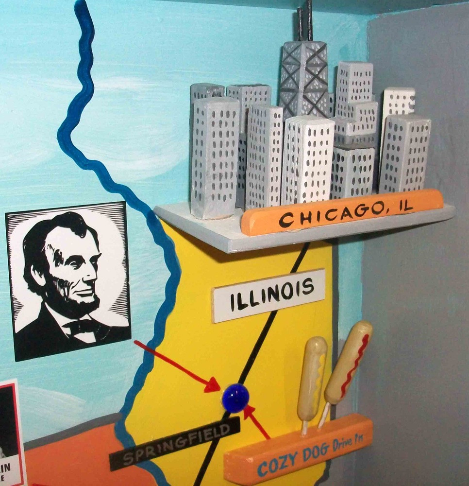 DETAILED RT 66 DISPLAY SHADOW BOX DIORAMA by Borum