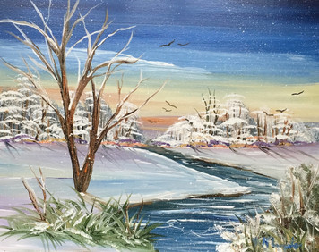 WINTER SNOW SCENE - OIL PAINTING by Norm - Was $60 - Now $45