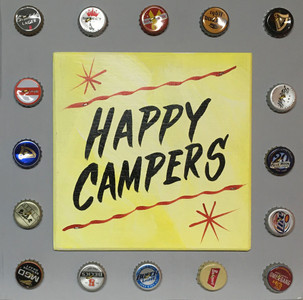 HAPPY CAMPERS - Bottle Cap Trimmed SIGN