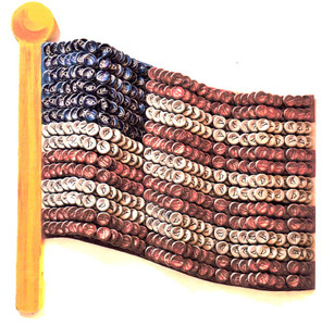 Beautiful 3-D AMERICAN FLAG - Trimmed with 1036 Bottle Caps