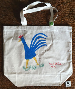 CANVAS TOTE BAG -Blue Rooster  (T-5)