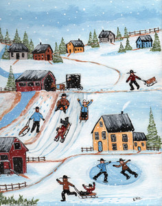 "AMISH SNOW FUN" Painting by Ellie - Was $95 - Now $60