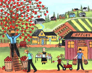 "APPLES, PIES & CIDER" Amish Painting by Ellie