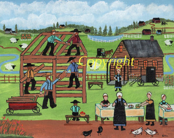 AMISH BARN RAISING by Ellie - Was $95 - Now $60