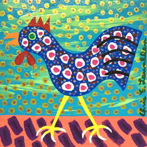 BLUE ROOSTER -White & Red Spots (12) by Chris Lewallen