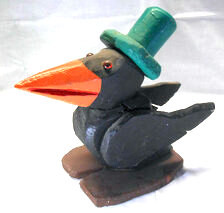 UNIQUE CROW w/ HAT CARVING by Rose Krinke
