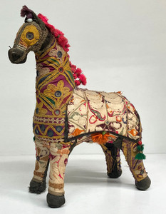 VINTAGE HORSE EMBROIDERED HORSE SCULPTURE by RAJHASTANI ARTISTS