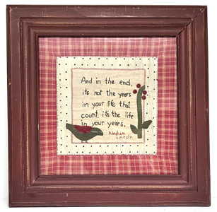 RARE FIND  -  "Embroidered Sampler " - Abe Lincoln Quote