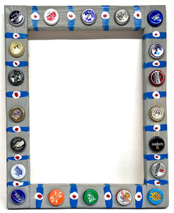 HEAVY 8" x 11" Wood Frame covered with Bottle Cap