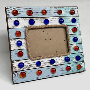 RED & BLUE MARBLES  w/ EASEL. - 4" x 6"