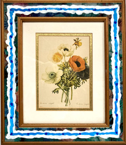 GOLD FRAME w/ MAT - (red flower)  - for 8x10 or 5 x7 photo