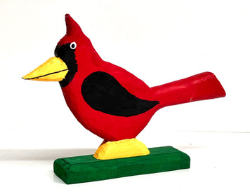 CARDINAL- RED BIRD CARVING - 60 - by Minnie Adkins